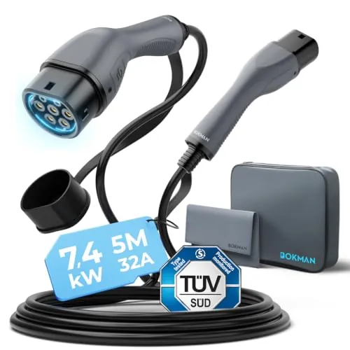 bokman EV Cable de Carga Tipo 2 7,4kW 5 Metros