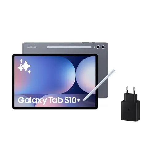 Samsung Galaxy Tab S10+ 512GB + Cargador - Tablet IA, Tableta Android 5G, 12GB RAM, Pantalla AMOLED, Antirreflejos, S Pen Incluido, Gris (Versión Española)