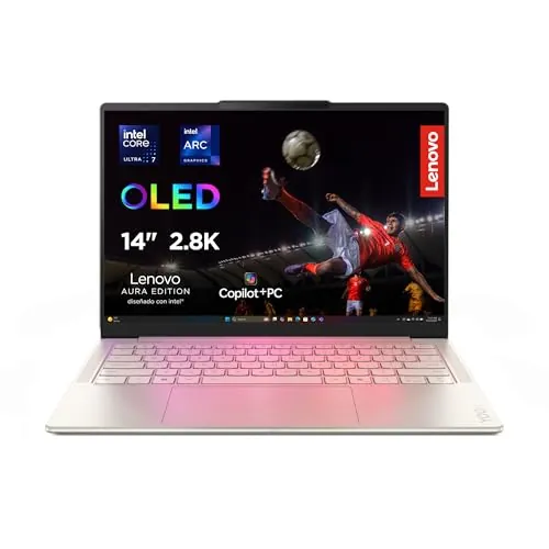 Lenovo Yoga Slim 7 Gen 10 – Ordenador Portátil IA Aura Edition - 14''OLED 2.8K (Intel Core Ultra 7 258V, Intel AI Boost 47 Tops, 32GB RAM, 1TB SSD, Win11 Home, Copilot+ PC) QWERTY Español, Seashell