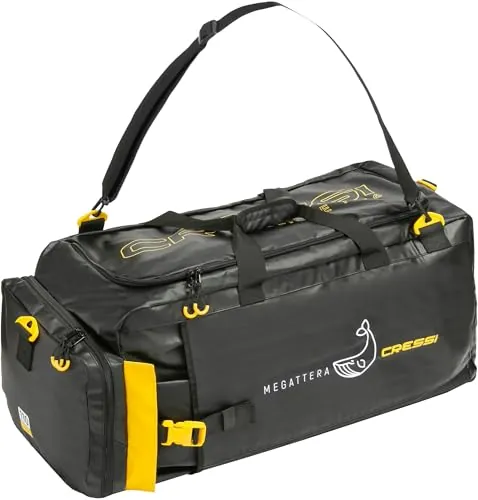 Cressi Megattera Bolsa de Buceo Impermeable en Tarpaulin 500D con Compartimento para Aletas y Bolsillos para Equipo de Buceo, Bolsa Estanca para Buceo, Snorkel, Apnea, Mar y Piscina