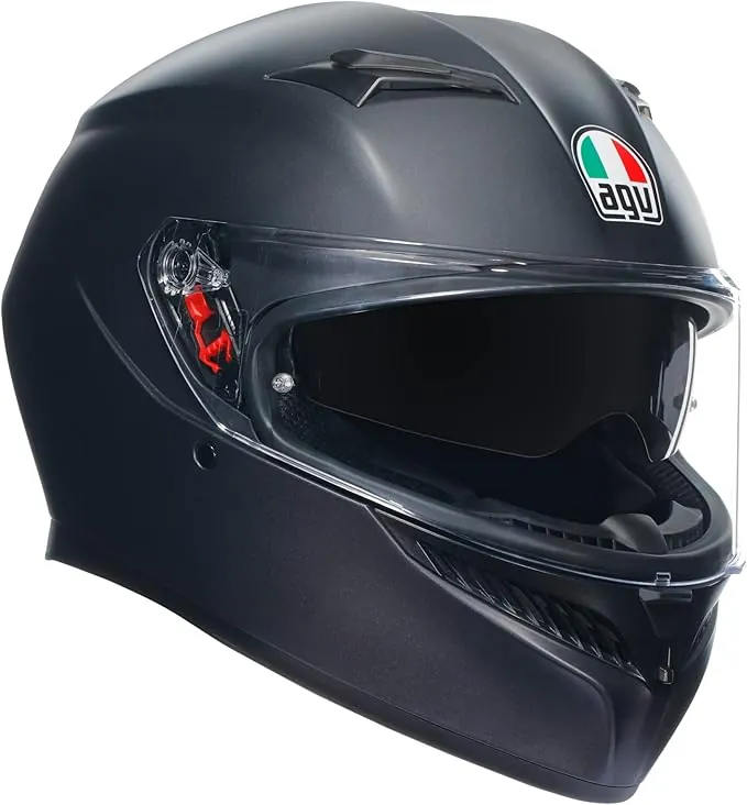 AGV K3 ECE 22-06 Mono, Casco Moto Integral ECE 22-06 con Pantalla Parasol, Negro Mate, L
