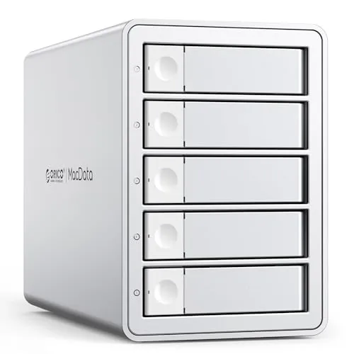 ORICO Caja de Aluminio para 5 Bahías SATA HDD/SSD de 2,5/3,5 Pulgadas, USB3.1 Type-C 10 Gbps, Base de Conexión para Disco Duro, Admite Configuración en Cadena (9958C3)