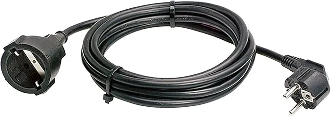 as - Schwabe alargador de Cables 2 m H05VV-F 3G1,5 - Cable de extensión 230 V / 16 A / 3.500 W - Enchufe y Enchufe Hembra con Toma de Tierra - protección contra cuerpos extraños IP20 - Negro, 50202