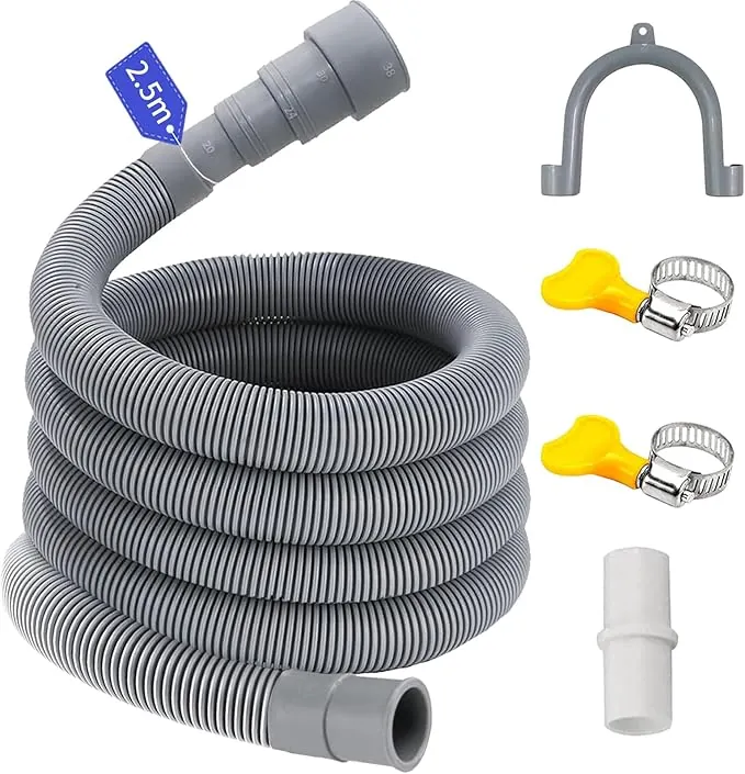 Manguera Desague Lavadora 0.5/1/1.5/2/2.5/3/4/5/6/7M, para 4 Tamaños de Interfaz, Tubo Desagüe Lavavajillas, Manguera Desagüe Lavadora para Lavadora Lavavajillas y Secadora(2.5 M)