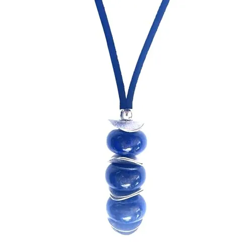 ASTER ALHELÍ - Colgante Mujer Piedras Energéticas Naturales Lapislázuli - Collar Largo Mujer Zamak bañado en Plata Piedrad Curativas Amuleto de Protección - Ideal para Regalo