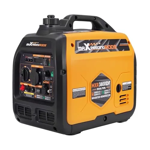 maXpeedingrods Groupe Electrogene Silencieux GPL et Essence 3500W Inverter Générateur Portable avec Prises USB et 230V avec Affichage Numérique pour Camping Car Caravanes Jardin