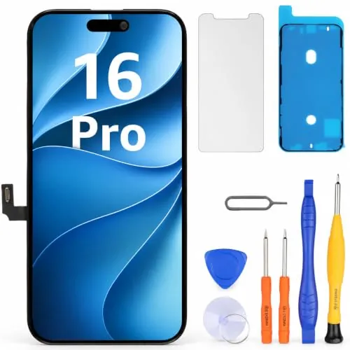 LL TRADER Pantalla para iPhone 16 Pro LCD 6.3" y Kit de Reparación | Marco de Montaje para Digitalizador Táctil 3D Touch con Pantalla FHD, con Cinta Adhesiva Impermeable y Protector