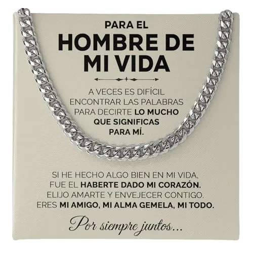 SOFIA FERRER Regalos Originales Para Hombre, Collar Acero Inoxidable, Ideas de Regalos, Cadena Cubana, Regalo San Valentin Hombre, Collar Hombres, Regalo Novio, Aniversario, Navidad (Mi Todo)