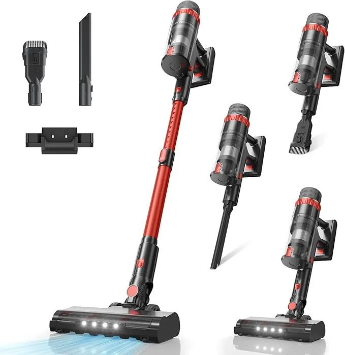 Aspiradora sin Cable 48KPa/530W/70Min, Pantalla Táctil LED, Cepillo Anti-Enredo Mejorado, 1.5L Aspirador Escoba Vertical Autoportante, Ideal para Suelos Duros, Alfombras y Pelos de Mascotas