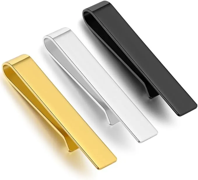 Pack de 3 Sujetacorbatas para Hombre, Clips metálicos elegantes para traje y corbata, Accesorio para bodas y trabajo