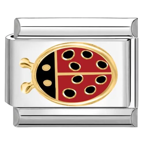 Quiges - Módulo de eslabones de estilo italiano de 9 mm, diseño de mariquita de acero inoxidable para pulseras de estilo italiano, Cobre
