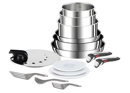 Tefal Ingenio Preference On - Juego de 6 Piezas + 9 Acc, Acero inoxidable
