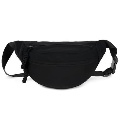 Aucuu Riñonera Mujer de Nylon, Bolsa de Cintura, Riñonera Running Mujer y Hombre, Bolsa Viaje, con Deportiva Ajustable e Impermeable para Actividades al Aire Libre y Viajes-Negro