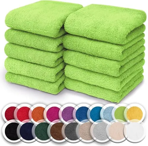 NatureMark Juego de 10 toallitas de Rizo para Cara y Manos – 100% algodón, Suaves y absorbentes – 30×30 cm, Manzana Verde