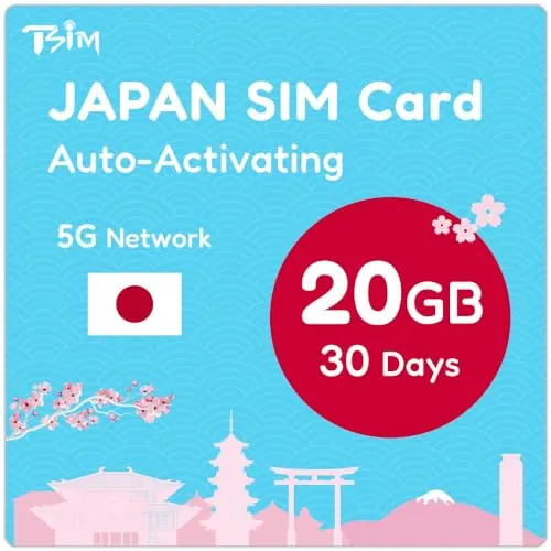 Tarjeta SIM japonesa de 30 días de 20 GB | Activación automática | Red 5G con conexión / punto de acceso / intercambio de Internet | Solo datos sin voz