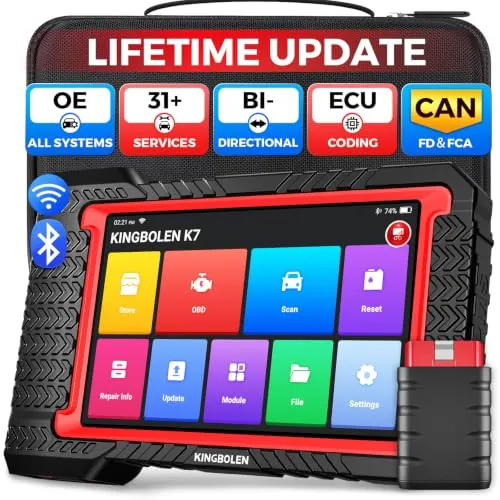 KINGBOLEN K7 OBD2 Escáner, Herramienta de Diagnóstico Escaneo Coche, Bidireccional Maquina Diagnosis Coche, Codificación ECU Online,31+ Servicios，Actualización Gratuita de por Vida