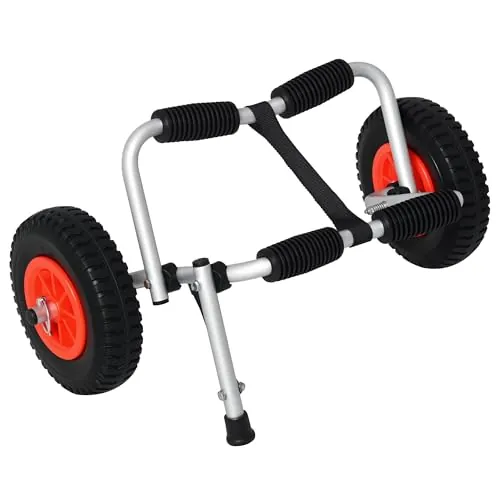 HOMCOM Carro de Transporte Plegable para Kayak 75 kg 57,5x33x24 cm Plata