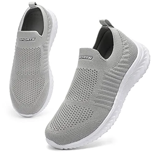 HKR Zapatillas para Caminar Mujer transpirables y cómodos con espuma viscoelástica Gris Claro 39 EU