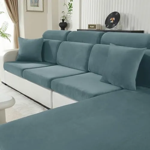 CYCMACO Funda Asiento Sofa Terciopelo 1 Asiento*2, Gris Azul