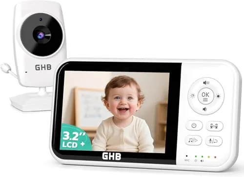 GHB Camara Vigilancia Bebe Vigilabebes con Camara de Pantalla 3.2" HD