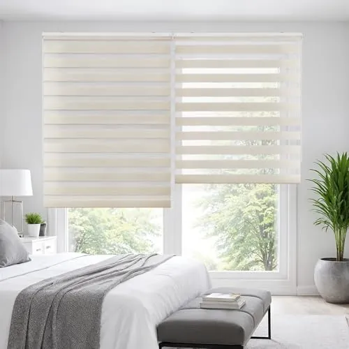 Estores Noche y Día de Calidad con Doble Tejido Elegantes para Ventanas de Interior y Puertas. Elige la privacidad y el Paso de la luz STORESDECO Lino 160 x 180 cm (Ancho x Largo)
