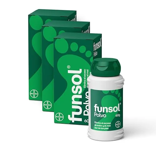 Funsol Desodorante para Pies, Polvo 3x60 g, Reduce el Sudor Excesivo, Elimina el Mal Olor de los Pies, Todo Tipo de Calzado, Zapatos, Deportivas y Calcetines