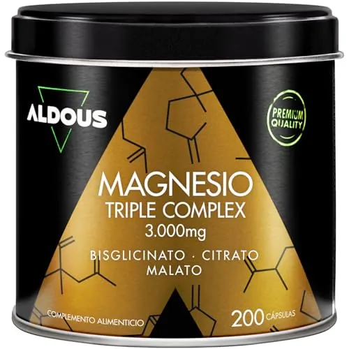 Magnesio Complex - 3000mg-200 Cápsulas Triple Magnesio - Energia, Bienestar