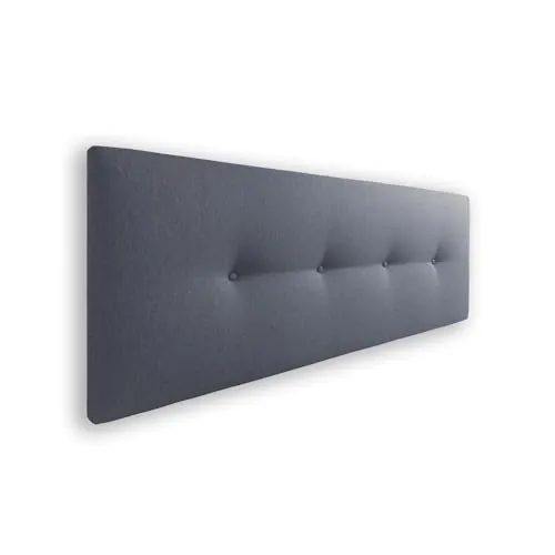 Silcar Home - Cabecero de Cama 150 Tejido Gris Oscuro Silvi - Tapizado, Estructura Madera, Hilera Botones Estilo Moderno - Fácil Instalación, Acolchado Confort - 150 cm, Tela Gris Oscuro