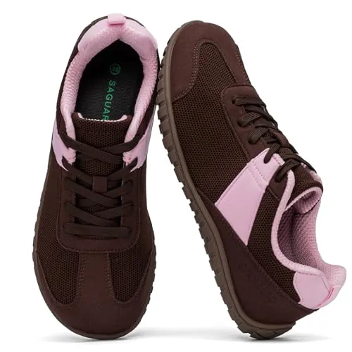 SAGUARO Zapatillas Barefoot Mujer Zapatos Minimalistas Transpirables y Ligeros Calzado Casual Verano para Uso Diario Gimnasio y Fitness, Café 41 EU