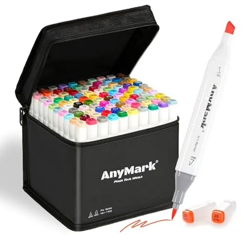 AnyMark Rotuladores Alcohol 100+1 Colores, Marcadores Punta Pincel