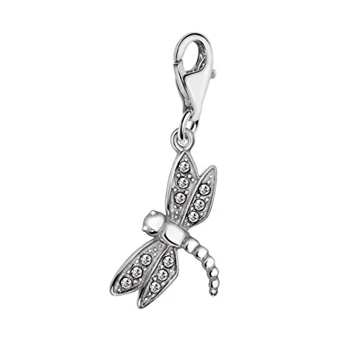 Quiges Charm con Cierre Plateado Luciérnaga con Zirconia Transparente Abalorios Joyería de Mujer