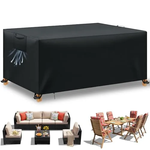 WUAYAMI Funda para Muebles de Jardín Exterior, Impermeable, Tela Oxford 420D, Anti Viento, Anti UV, con Salidas de Aire, Negro, 150x90x75 cm