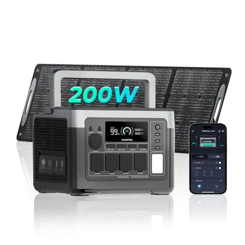 OUKITEL P1000 PLUS Estación de Energía Portátil 1024Wh con 200 W Panel Solar Generador Solar 1800W Fuente de Reserva 0,01S Batería Hierro Fosfato Corte Corriente Autocaravana