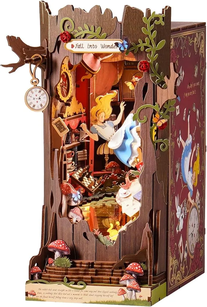 ROBOTIME Book Nook Booknook, Diorama Casa Miniatura para Montar, Booknok Decoración del Hogar, Nookbook Manualidades Regalos para Adultos Adolescentes Mujeres(Fall into Wonder)