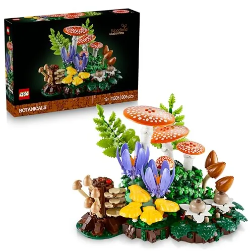 LEGO Botanicals Setas del Bosque – Kit de Construcción con Plantas Artificiales: Setas Rojas y Flores Artificiales – Decoración para Salón y Dormitorio – Regalo de Manualidades para Adultos – 11505
