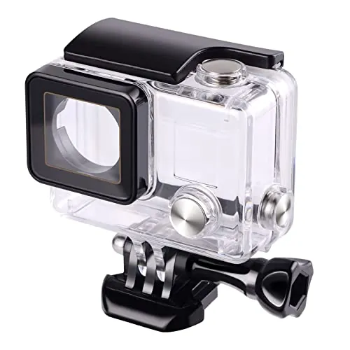Carcasa impermeable con lente para cámara GoPro Hero 3 + Hero 4 con tornillos de fijación y base, protección bajo el agua, 45 m