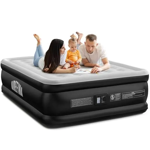Airefina Colchón Hinchable Matrimonio, Colchon Hinchable con Bomba Integrada, Colchon Inflable para Uso doméstico y de Invitados, Cama Inflables Cómodo 152 x 203 x 46 cm,Máx 340KG,Cama Matrimonial