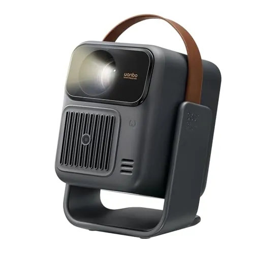 Wanbo Togo Pro Proyector Portátil con Batería 3,5 h Integrada, Google TV, 1080P Full HD, 500 ANSI, WiFi, Bluetooth, Auto Focus, Keystone, Rotación 360°, 27dB Silencioso para Cine en Casa y Camping