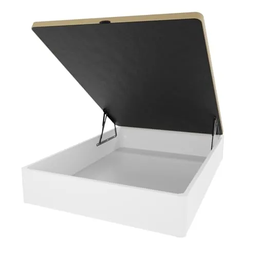amuéblate Online - Canapé Abatible de Madera Súper Reforzado con Gran Capacidad, Esquinas Redondeadas, 135 x 190, Blanco