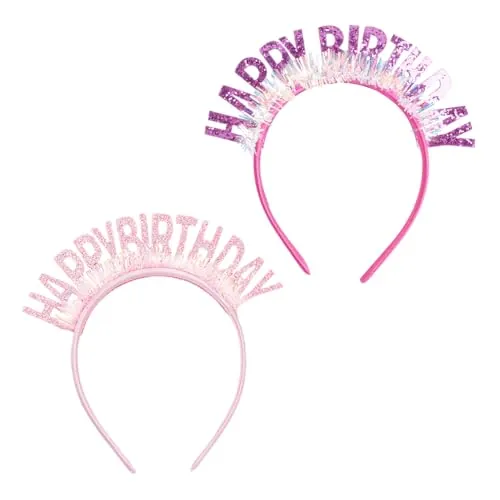 FDGGT 2 Uds Diademas De Feliz Cumpleaños Diademas con Letras Accesorios para El Cabello De Lluvia Brillante Decoraciones para Diadema para Fiesta De Cumpleaños