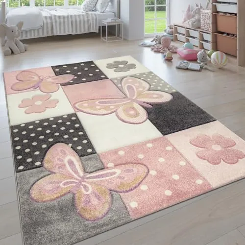 Paco Home Alfombra Infantil, Alfombra Pastel Moderna Habitación Infantil, Motivo De Animales 3D Adorable, tamaño:80x150 cm