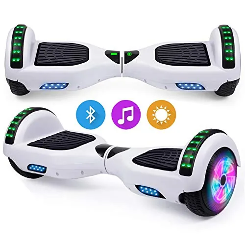 Hoverboard, patinetes autoequilibrados Hoverboard de 6,5 pulgadas con música Bluetooth, luces LED y potente motor para niños y adolescentes