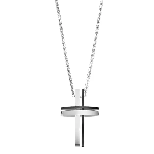 LOTUS STYLE Cadena Acero Inoxidable Hombre de 316l Colgante Cruz - Diseño Sofisticado y Resistente al Agua 500.00 mm LS1984-1/1 Collar Hombre - Regalo de Cumpleaños, Día del Padre y Ocasión Especial