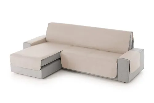textil-home Funda Sofá Chaise Long Adele, Protector Cubre Chaise Longue Acolchado Universal Brazo Izquierdo 240cm. Color Beige, Protección contra Manchas y Desgaste.