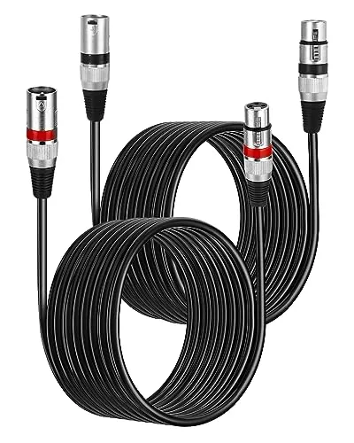 PERMUST 2PC XLR Cable de micrófono XLR 8 M-3 pines XLR balanceado macho a hembra Cable de conexión de escenario Cable DMX