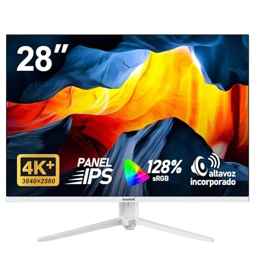 Gawfolk Monitor de PC 4K UHD de 28 Pulgadas, Pantalla IPS 3840×2560 3:2, 1070 Millones de Colores, 128% sRGB, Altavoces Incorporados, Ángulo de Visión 178°, DisplayPort HDMI, Blanco