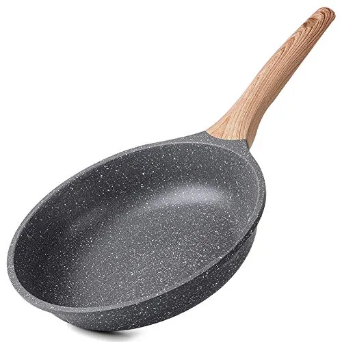 ZUOFENG Sartenes Induccion Antiadherentes, Sartén Antiadherente de 24 cm, Sarten Piedra Aluminio Fundido, Libre de PFOA, Apta para Todo Tipo de Cocina. (Gris, 24_cm)