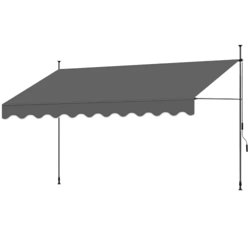 TecTake® Toldo Terraza Manual Regulable en Altura con Manivela, Toldo Balcón sin Taladros, Extensible Terraza, Resistente a Rayos UV, Protección Solar y Repelente al Agua - 400 cm - Negro/Gris