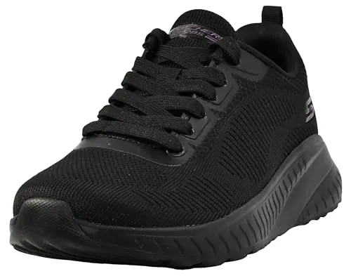 Skechers Bobs Squad Chaos Face Off, Zapatillas de Deporte Mujer, Black Engineered Knit Trim, 38 EU
