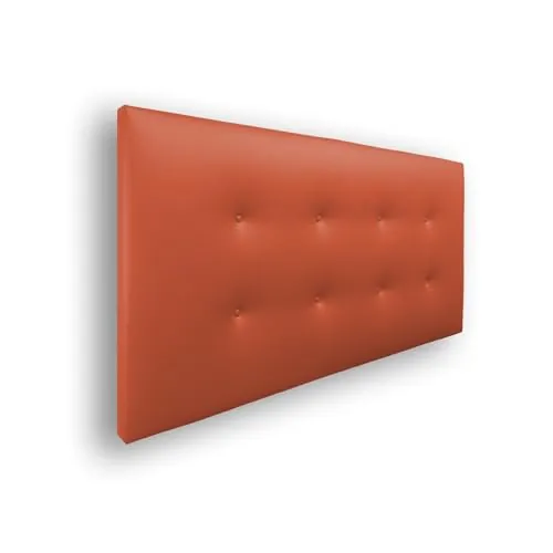 Silcar Home - Cabecero de Cama Carlo 145 Naranja - Estructura de Madera, Tapizado en Polipiel, Diseño Moderno con Dos hileras Botones, Fácil Instalación – Polipiel Naranja, 145 cm